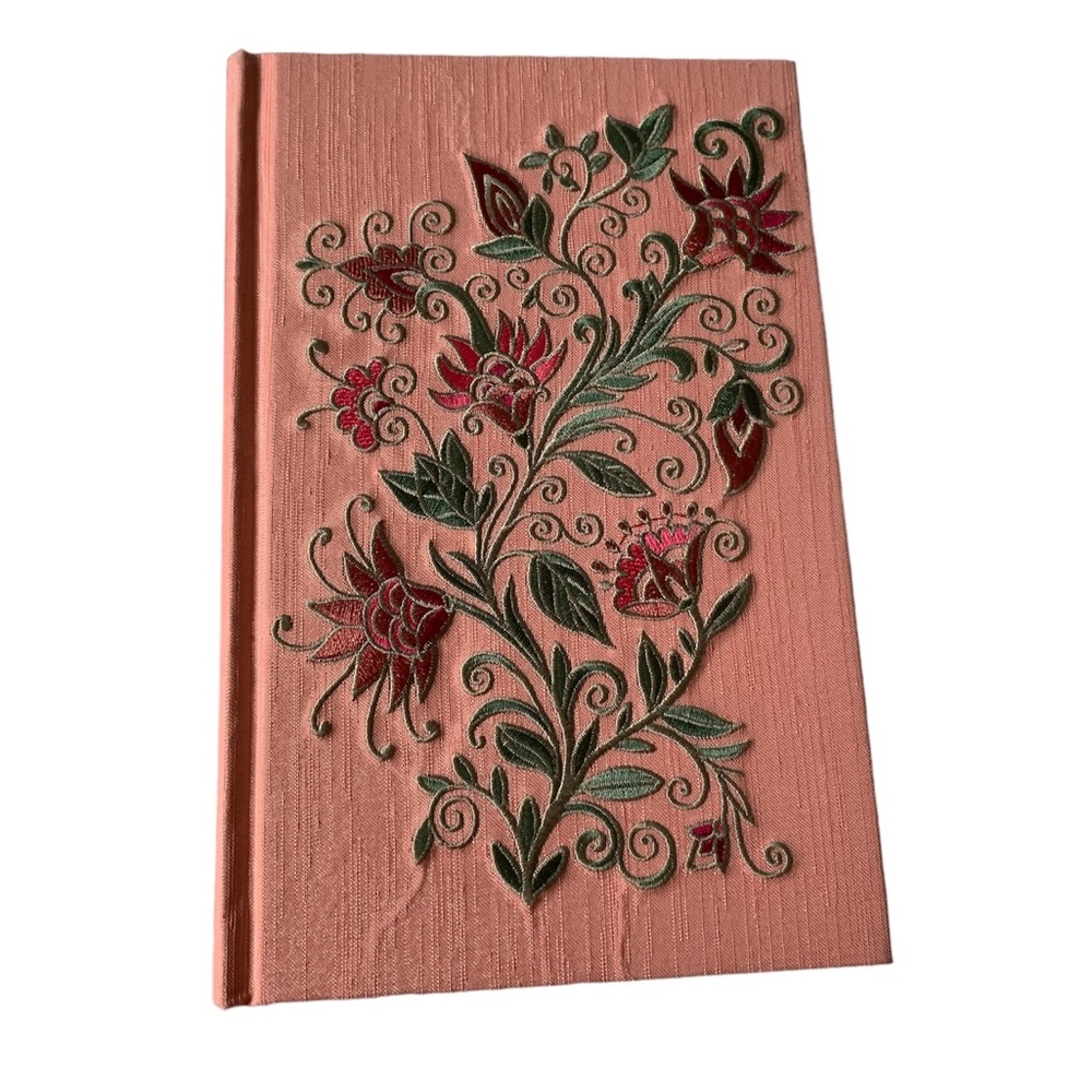 Markings By C.R Gilbson Silk Embroidered Flower Romantic Pink Journal Notebook